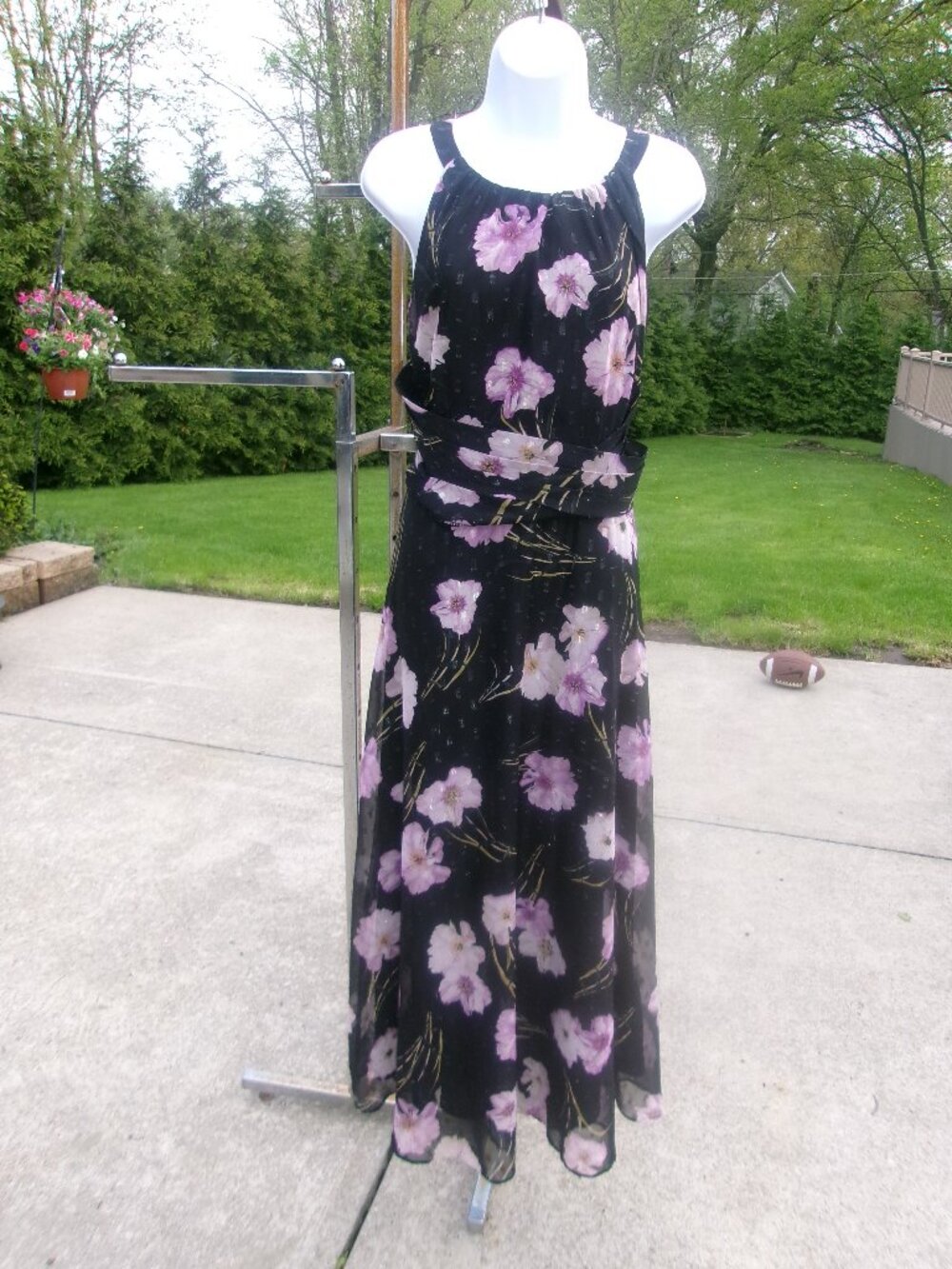 ADRIANNA PAPELL BLACK&PINK FLORAL FORMAL DRESS 16